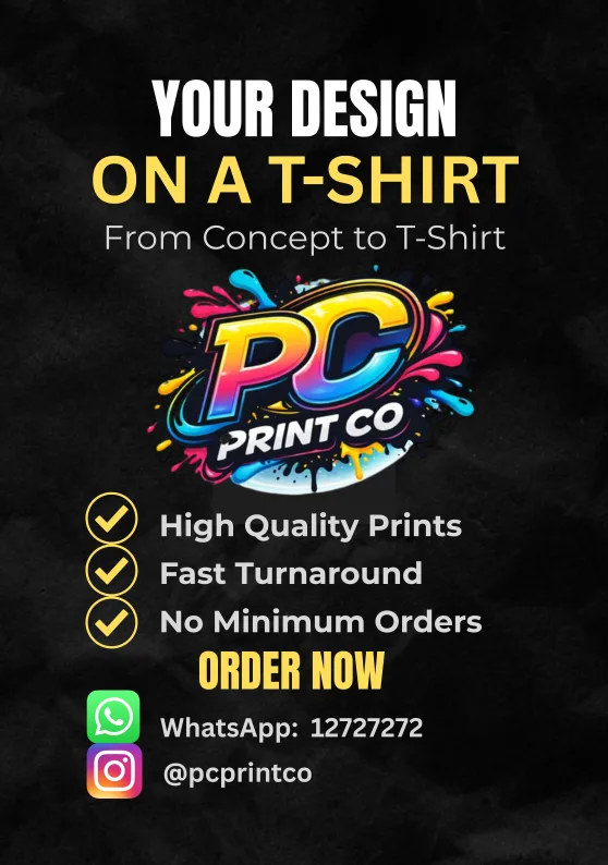 PC PRINT CO apparel printing service flyer, Cyprus